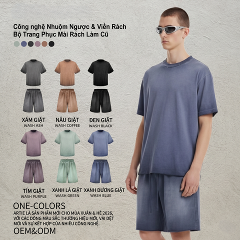 ARTIE ®️| BỘ ÁO THUN VÀ QUẦN SHORT VẢI WASH BASIC ARTIE 5036/3006