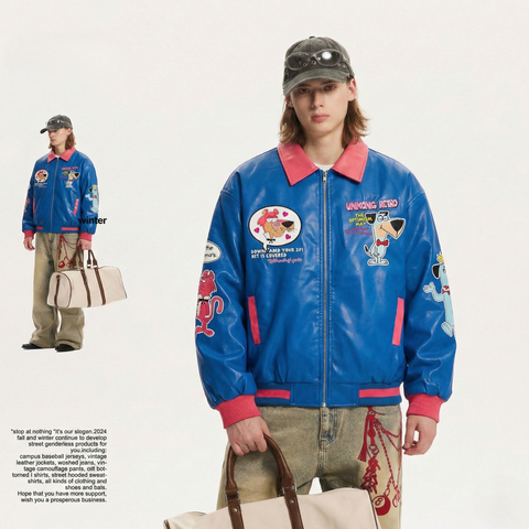 WES®️| ÁO KHOÁC DA PU CAO CẤP THÊU HỌA TIẾT RETRO UNISEX WES2026