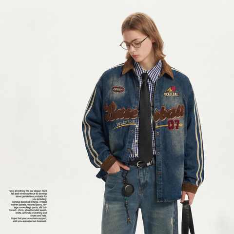 WES®️| ÁO KHOÁC SƠ MI DENIM HỌA TIẾT RETRO UNISEX WES2026