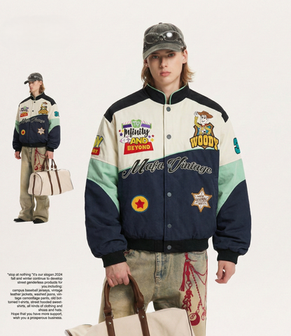 WES®️| ÁO KHOÁC DENIM  THÊU HỌA TIẾT WOODY RETRO UNISEX WES2026