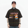 WES®️| ÁO KHOÁC SƠ MI NGẮN TAY KẺ CARO THÊU HỌA TIẾT HOẠT HÌNH RETRO UNISEX WES8006