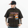 WES®️| ÁO KHOÁC SƠ MI NGẮN TAY KẺ CARO THÊU HỌA TIẾT HOẠT HÌNH RETRO UNISEX WES8006