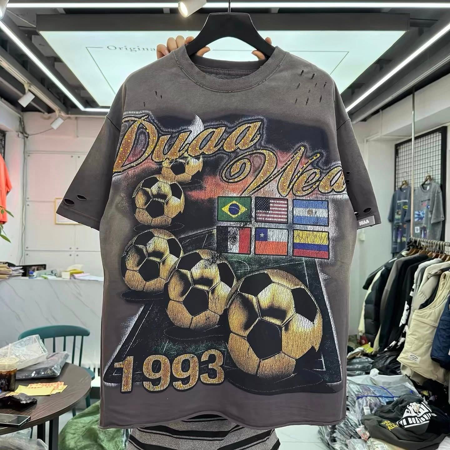 FK®️| ÁO THUN NGẮN TAY CỔ TRÒN COTTON IN HÌNH KTS RÁCH ĐÍNH ĐÁ DUAA FK14