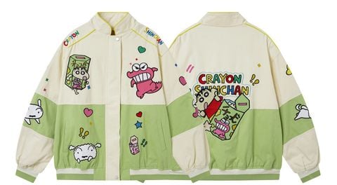 WES®️| ÁO KHOÁC VẢI THÔ THÊU HỌA TIẾT HOẠT HÌNH SHINCHAN UNISEX 5292
