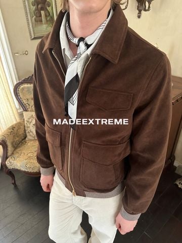 MADEEXTREME®️| ÁO KHOÁC JACKAL CỔ ĐIỂN DA LỘN DÁNG NGẮN VAI RỘNG UNISEX MADE 256123