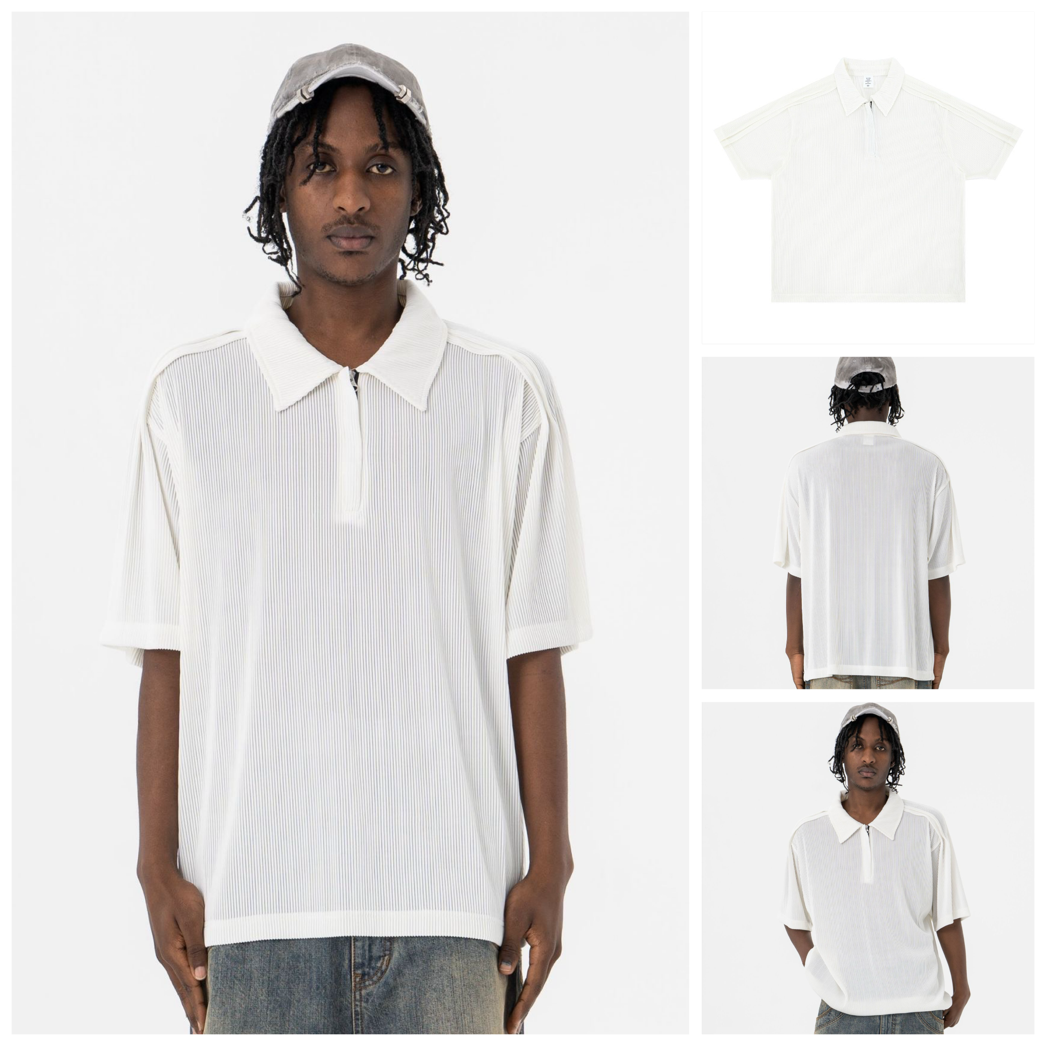 FG®️| ÁO THUN CỔ POLO TAY LỠ DÁNG RỘNG CỔ KHÓA KÉO FG K401