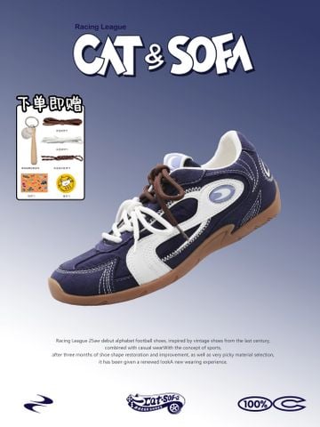 CATSOFA ™️| GIÀY SNEAKER DERBY THỂ THAO ĐẾ MỎNG NAVY UNISEX CAT&SOFA CS25010