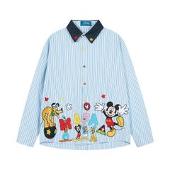 WES®️| ÁO SƠ MI DÀI TAY THÊU HỌA TIẾT HOẠT HÌNH UNISEX C5903