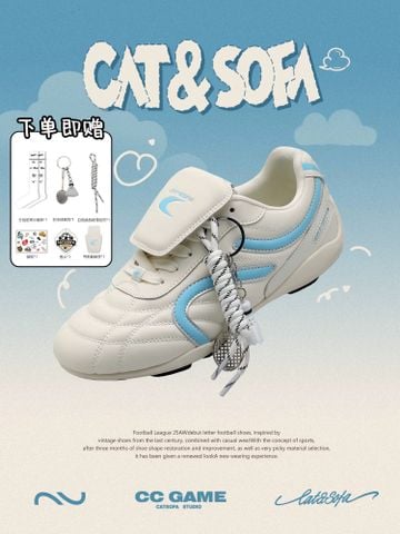 CATSOFA ™️| GIÀY SNEAKER BÓNG ĐÁ THỂ THAO TẬP LUYỆN WHITE/BLUE UNISEX CAT&SOFA CS25011