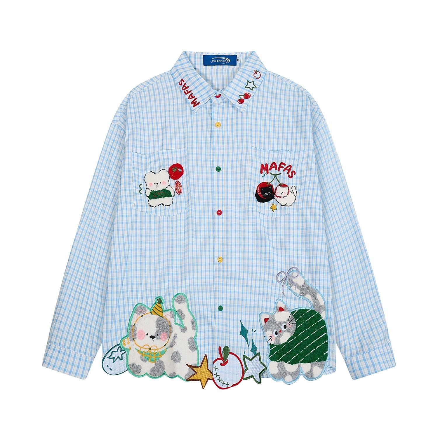 WES®️| ÁO SƠ MI DÀI TAY THÊU HỌA TIẾT HOẠT HÌNH UNISEX C5900