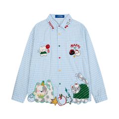 WES®️| ÁO SƠ MI DÀI TAY THÊU HỌA TIẾT HOẠT HÌNH UNISEX C5900