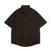WES®️| ÁO KHOÁC SƠ MI NGẮN TAY KẺ CARO THÊU HỌA TIẾT HOẠT HÌNH RETRO UNISEX WES8006