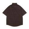 WES®️| ÁO KHOÁC SƠ MI NGẮN TAY KẺ CARO THÊU HỌA TIẾT HOẠT HÌNH RETRO UNISEX WES8006
