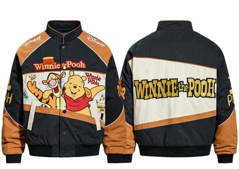 WES®️| ÁO KHOÁC VẢI THÔ DÁNG RỘNG THÊU HỌA TIẾT HOẠT HÌNH WINNIE UNISEX W6135