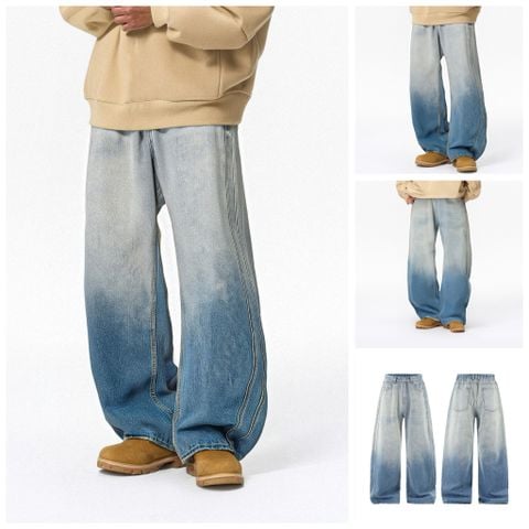 INF®️|QUẦN JEANS ỐNG RỘNG WASH RÁCH UNISEX INF 13554