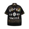 WES®️| ÁO KHOÁC SƠ MI DENIM RÁCH RƯỚI THÊU HOA  RETRO UNISEX WESC201