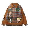 WES®️| ÁO KHOÁC VẢI THÔ DÁNG RỘNG THÊU HỌA TIẾT HOẠT HÌNH UNISEX HY589