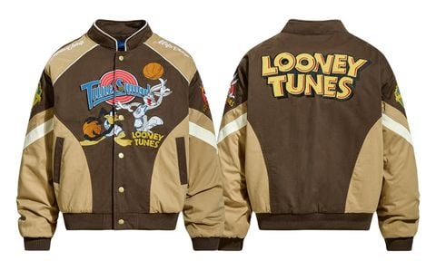 WES®️| ÁO KHOÁC VẢI THÔ DÁNG RỘNG THÊU HỌA TIẾT HOẠT HÌNH LOONEY TUNES UNISEX W6126