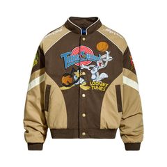 WES®️| ÁO KHOÁC VẢI THÔ DÁNG RỘNG THÊU HỌA TIẾT HOẠT HÌNH LOONEY TUNES UNISEX W6126