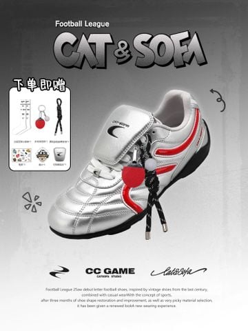 CATSOFA ™️| GIÀY SNEAKER FOOTBALL SILVER UNISEX CAT&SOFA CS25011
