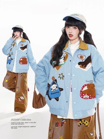 WES®️| ÁO KHOÁC LÔNG CỪU LÓT NHUNG THÊU RETRO UNISEX WES2026