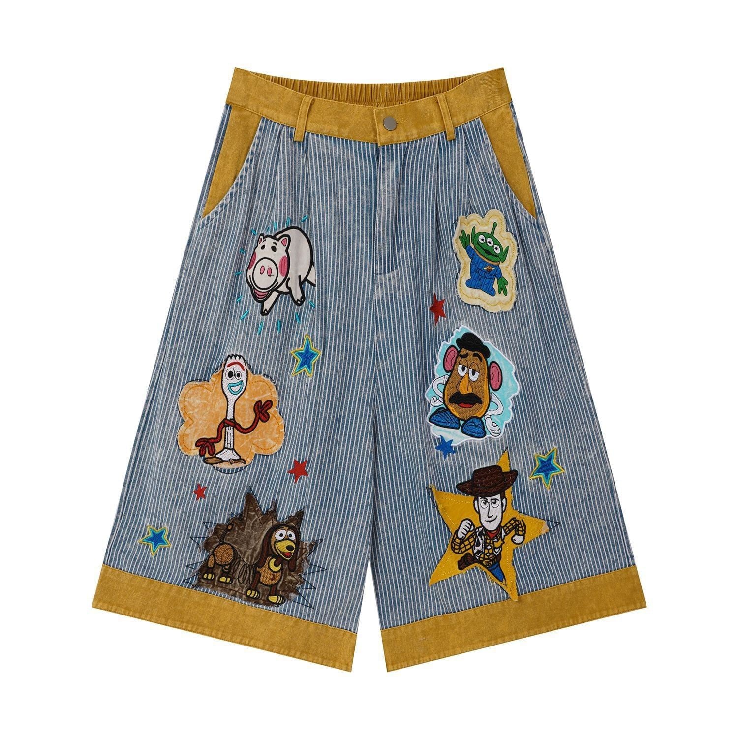 WES®️| QUẦN SHORT LỬNG DENIM THÊU HOẠT HÌNH MÈO DÁNG RỘNG UNISEX 6217