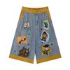 WES®️| QUẦN SHORT LỬNG DENIM THÊU HOẠT HÌNH MÈO DÁNG RỘNG UNISEX 6217