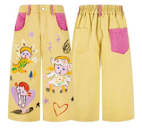 WES®️| QUẦN SHORT THÊU HOẠT HÌNH DÁNG RỘNG ỐNG ĐỨNG DÁNG LỬNG UNISEX K131
