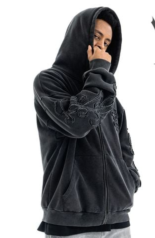 FG®️| ÁO KHOÁC HOODIE WASH THÊU LÓT LÔNG CỪU CÁCH ĐIỆU UNISEX FG F537