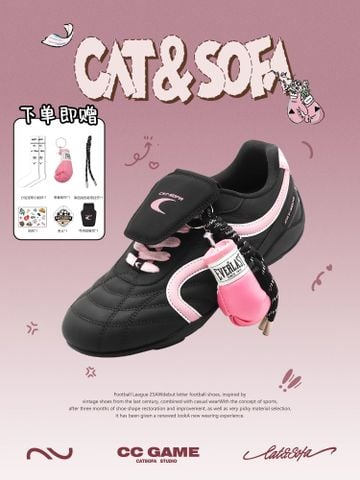 CATSOFA ™️| GIÀY SNEAKER FOOTBALL BLACK PINK UNISEX CAT&SOFA CS25011