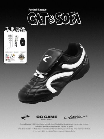 CATSOFA ™️| GIÀY SNEAKER FOOTBALL BLACK WHITE UNISEX CAT&SOFA CS25011