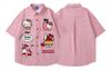 WES®️| ÁO SƠ MI NGẮN TAY THÊU HỌA TIẾT HOẠT HELLO KITTY UNISEX YH985