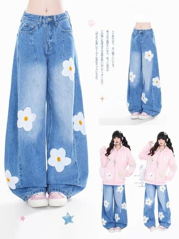 WES®️| QUẦN DENIM  WASH THÊU HOA UNISEX 0726