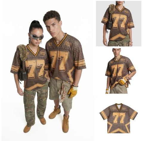 INF®️| ÁO THUN CỔ TRÒN NGẮN TAY THỂ THAO VẢI THOÁNG KHI IN KTS SỐ 77 OVERSIZEUNISEX INF 8508