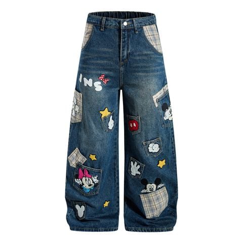 QUẦN JEANS THÊU HỌA TIẾT HOẠT HÌNH UNISEX J780