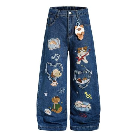 QUẦN JEANS THÊU HỌA TIẾT HOẠT HÌNH UNISEX J780