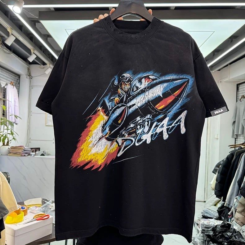 FK®️| ÁO THUN NGẮN TAY CỔ TRÒN COTTON IN HÌNH KTS ROCKETS ĐÍNH ĐÁ FK20