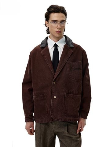 11KN®️| ÁO KHOÁC DA THẬT MAILARD MÀU NÂU CỔ ĐIỂN DÁNG RỘNG UNISEX