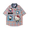 WES®️| ÁO SƠ MI NGẮN TAY THÊU HỌA TIẾT HOẠT HÌNH HELLO KITTY UNISEX YH981