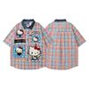 WES®️| ÁO SƠ MI NGẮN TAY THÊU HỌA TIẾT HOẠT HÌNH HELLO KITTY UNISEX YH981