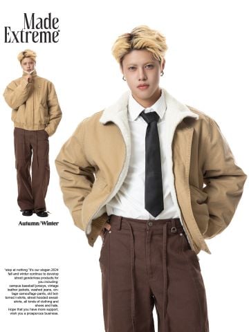 MADEEXTREME®️| ÁO KHOÁC CỔ CAO LÓT LÔNG  DÀY ẤM DÁNG RỘNG UNISEX MADE 171