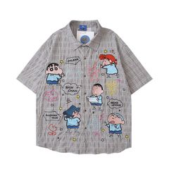 WES®️| ÁO SƠ MI NGẮN TAY THÊU HỌA TIẾT HOẠT HÌNH SHINCHAN UNISEX HY820