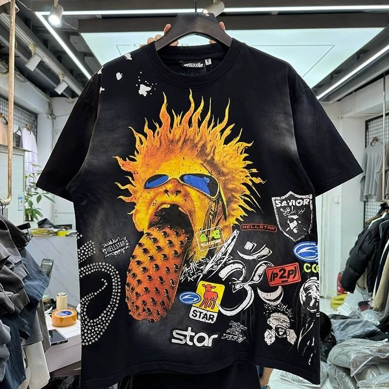 FK®️| ÁO THUN NGẮN TAY CỔ TRÒN COTTON IN HÌNH KTS ĐÍNH ĐÁ FK10