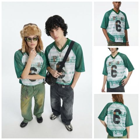 INF®️| ÁO THUN CỔ TRÒN NGẮN TAY THỂ THAO VẢI THOÁNG KHI IN KTS SỐ 6 OVERSIZEUNISEX INF 8477