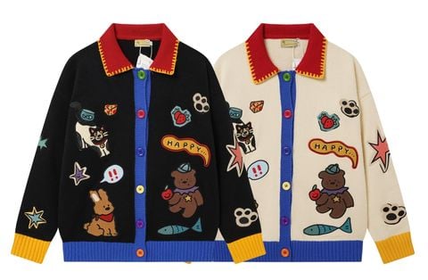 WES®️| ÁO LEN THÊU MÈO CHÓ HAPPY DỆT KIM UNISEX 260