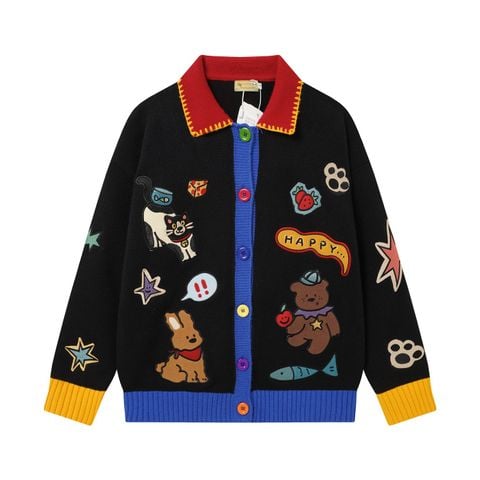 WES®️| ÁO LEN THÊU MÈO CHÓ HAPPY DỆT KIM UNISEX 260