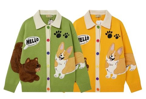 WES®️| ÁO LEN THÊU CHÓ MÈO HELLO DỆT KIM UNISEX 259