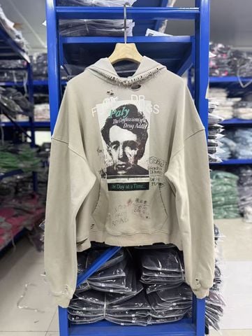 FK®️| ÁO KHOÁC DÁNG RỘNG HOODIE COTTON WASH IN HÌNH LÀM RÁCH UNISEX PH6021