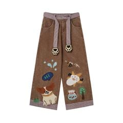 WES®️| QUẦN DENIM NỬA CẠP CHUN WASH THÊU HOẠT HÌNH UNISEX 6239