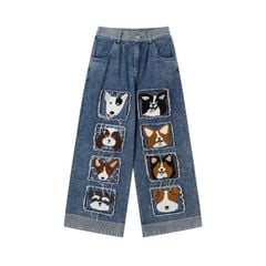 WES®️| QUẦN DENIM NỬA CẠP CHUN WASH THÊU HOẠT HÌNH UNISEX 6241